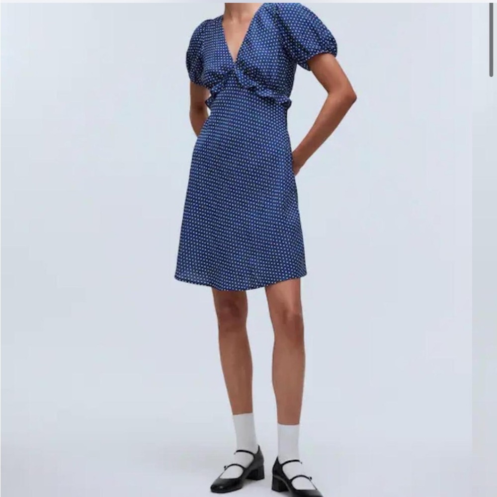 Madewell Navy Polka Dot Mini Dress